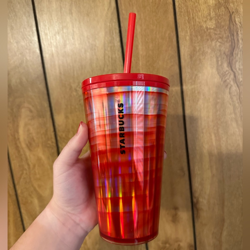 Red Candy Cane Wave Holiday Starbucks Cold Tumbler 2021